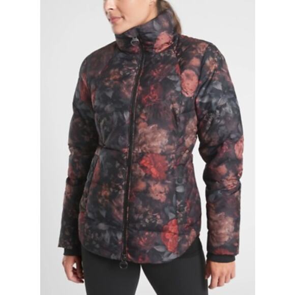 Athleta Jackets & Blazers - $229 Athleta Downtown Jacket Puffer Coat Large Flower Floral Winter Zip Up